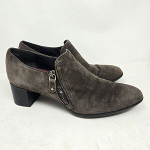 MUNRO Annee Brown Suede Leather Sz 7.5‎ Heel Loafer Professional Career Comfort